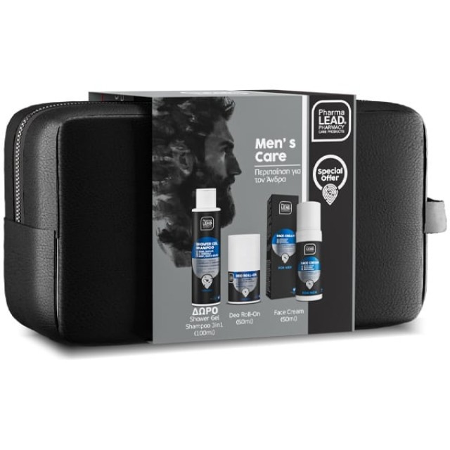 Pharmalead Promo Mens Care Σαμπουάν-Αφρόλουτρο 3σε1 100ml, Αποσμητικό Roll-On 50ml, Κρέμα Προσώπου 3σε1 50ml
