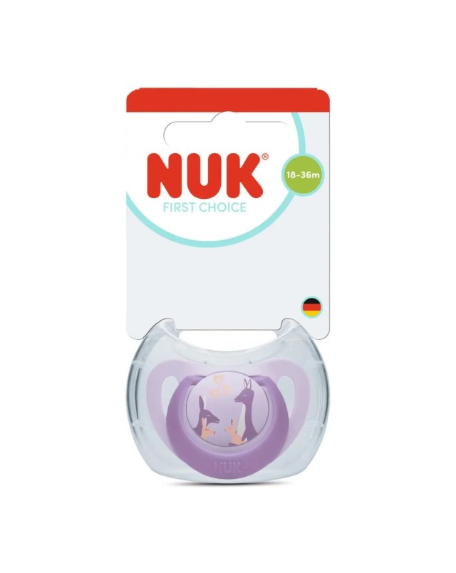 NUK First Choice Πιπίλα Σιλικόνης 18-36m Χρώμα Μωβ, 1τμχ