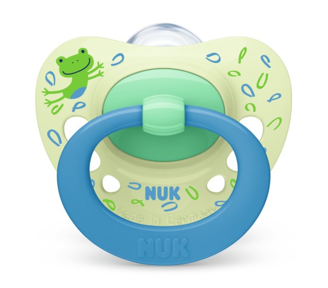 NUK Signature Πιπίλα Σιλικόνης 6-18m Χρώμα Λαχανί-Μπλε, 1τμχ