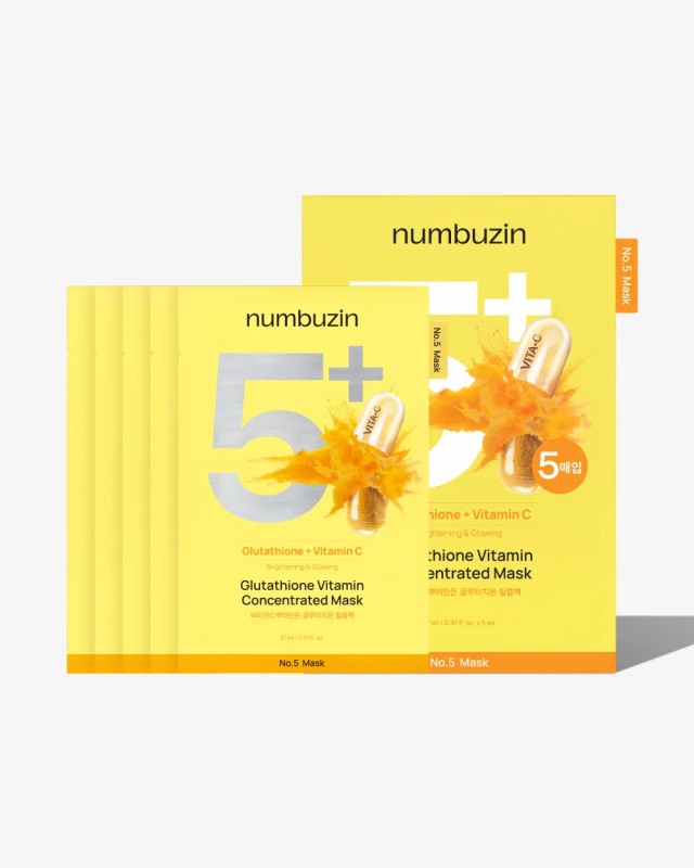 Numbuzin No.5+ Glutathione Vitamin Concentrated Mask – Μάσκα Προσώπου για Λάμψη & Δυσχρωμίες με Γλουταθειόνη και Βιταμίνη C 27ml