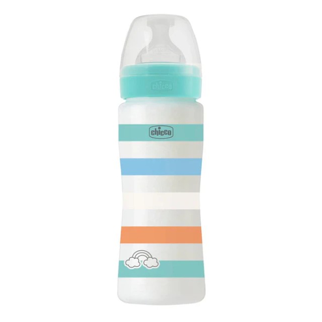 Chicco Μπιμπερό Πλαστικό Well Being 4m+ Χρώμα Βεραμάν 330ml, 1τμχ