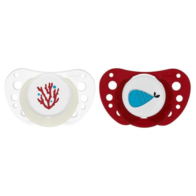 Chicco Physio Forma Air Πιπίλα Σιλικόνης 16-36m Χρώμα Μπορντώ-Διάφανο , 2τμχ