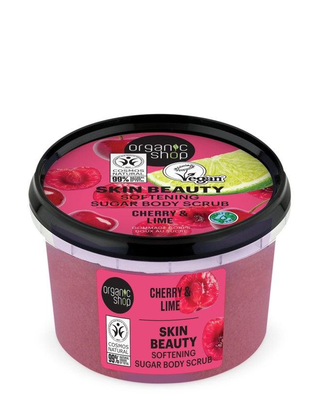Natura Siberica Organic Shop Scrub Σώματος με ζάχαρη για απαλότητα, Κεράσι & Lime, 250ml