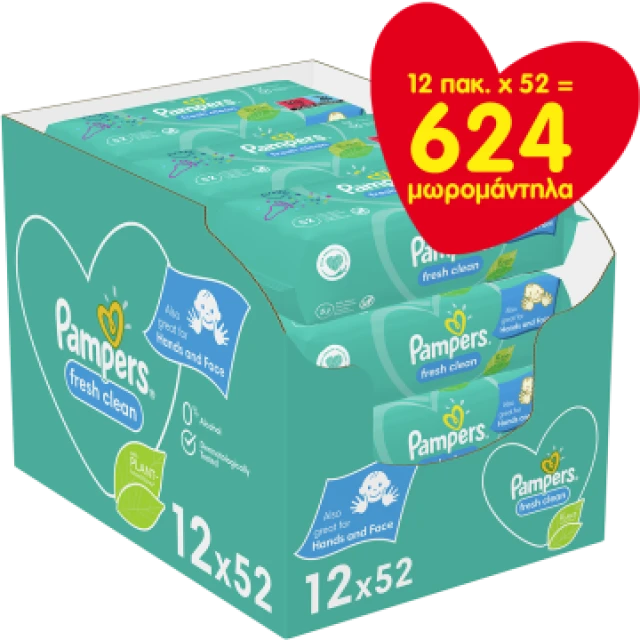 Pampers Fresh Clean Μωρομάντηλα 12x52 τμχ