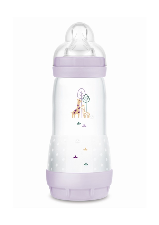 MAM Μπιμπερό Πλαστικό Easy Start™ Anti-Colic 4m+ 320ml Χρώμα Λιλά, 1τμχ