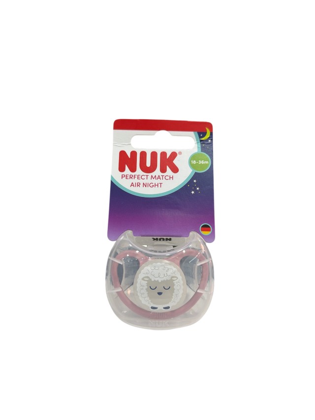 NUK Perfect Match Air Night Πιπίλα Σιλικόνης 18-36m Χρώμα Σάπιο Μήλο, 1τμχ