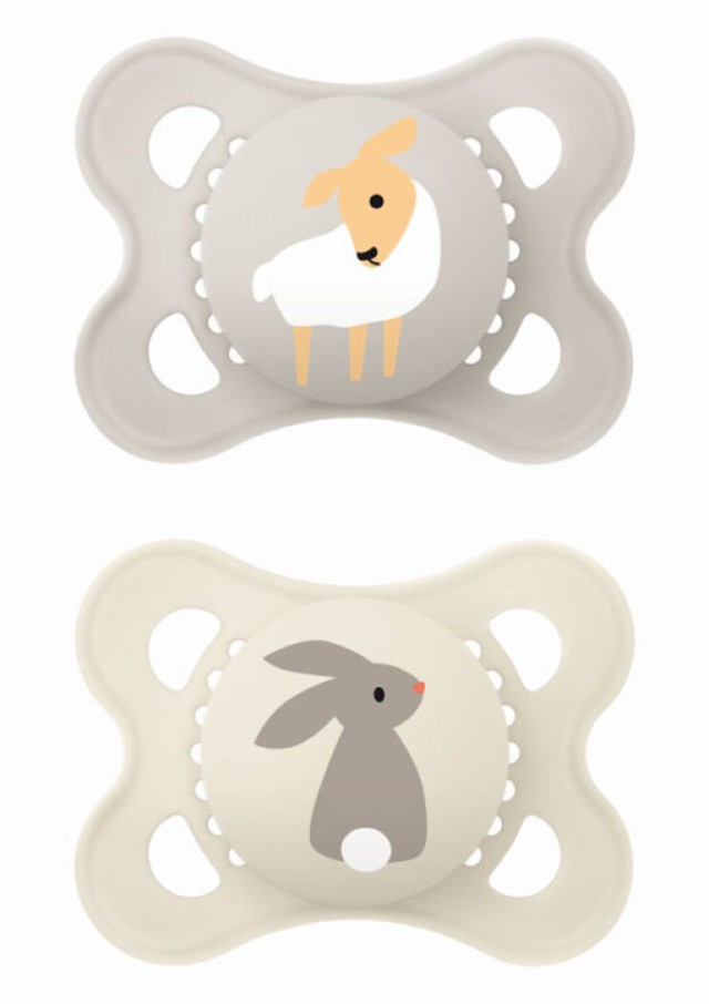 MAM Πιπίλα Original Σιλικόνης 2-6m Χρώμα Μπέζ-Γκρι, 2τμχ