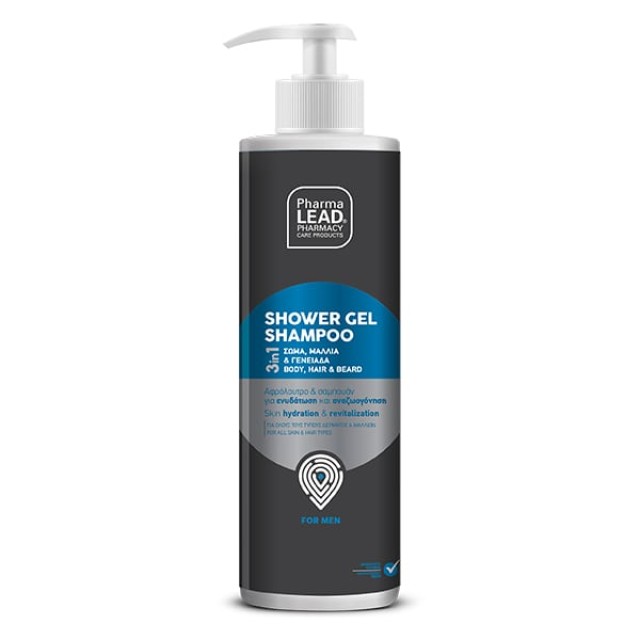 Pharmalead Shower Gel Shampoo For Men 3 in 1 Σαμπουάν - Αφρόλουτρο για Σώμα, Μαλλιά & Γενειάδα, 500ml