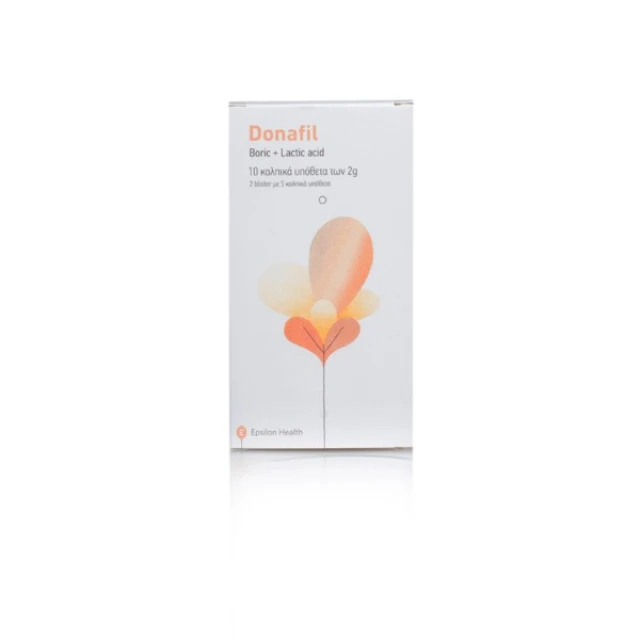 Epsilon Health Donafil Boric + Lactic Acid, 10 κολπικά υπόθετα των 2g