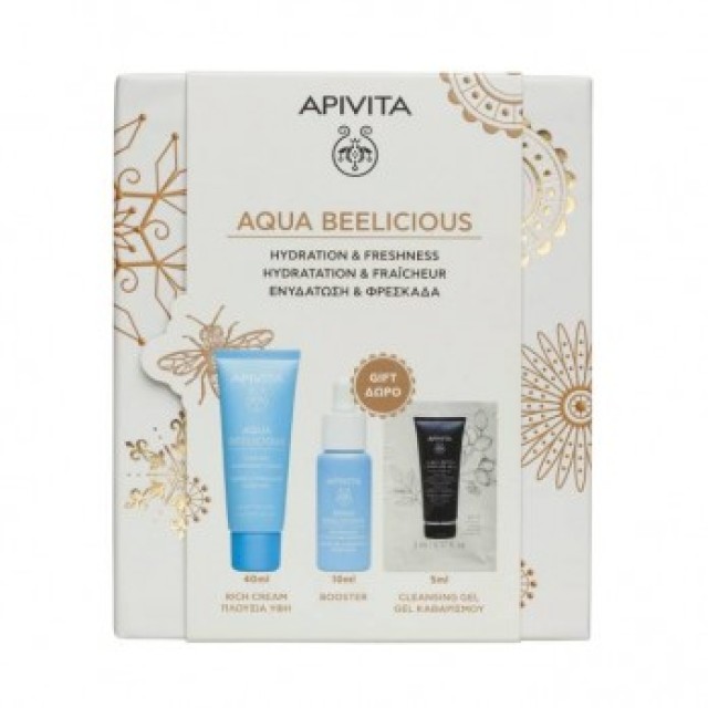 Apivita Promo Aqua Beelicious Απαλή Κρέμα Ενυδάτωσης Πλούσιας Υφής 40ml & ΔΩΡΟ Aqua Beelicious Hydrating Booster 10ml + Black Detox Cleansing Gel 5ml
