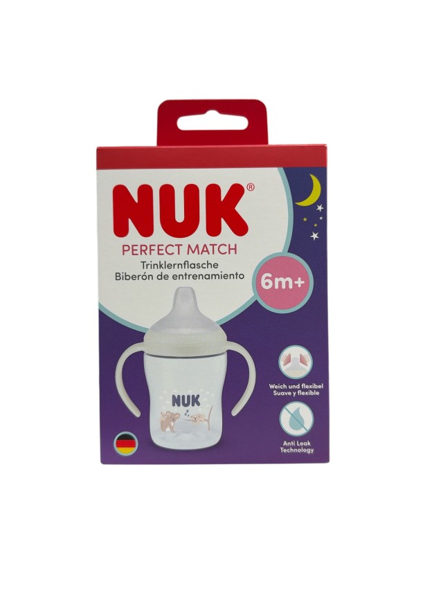 NUK Perfect Match Μπιμπερό Εκπαίδευσης Night 6m+ με Δείκτη Ελέγχου Θερμοκρασίας 150ml Χρώμα Μπλε, 1τμχ