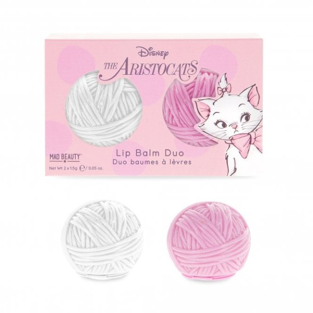 Mad Beauty The Aristocats Marie Lip Balm Duo Vanilla & Strawberry Fragrance