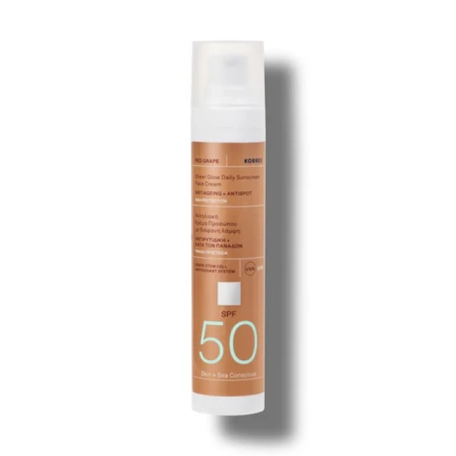 Korres Red Grape Face Sunscreen Κόκκινο Σταφύλι Αντηλιακή Κρέμα Προσώπου Αντιρυτιδική και κατά των Πανάδων με Διάφανη Λάμψη SPF50 50ml