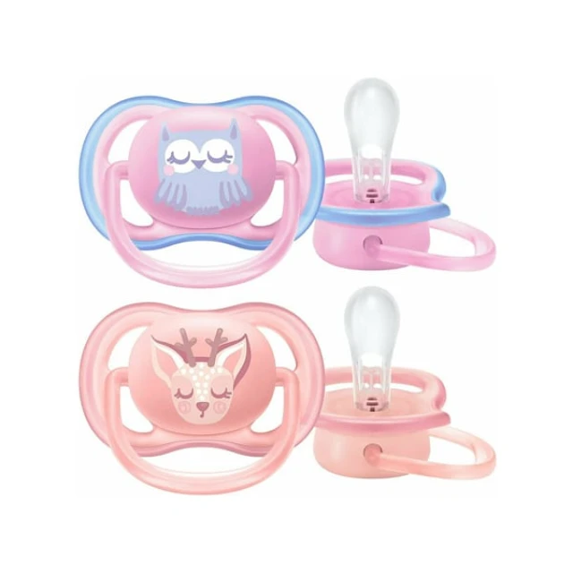 Avent Πιπίλα Σιλικόνης Ultra Air 0-6m SCF085/02 Χρώμα Γαλάζιο-Ροζ, 2τμχ