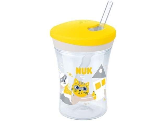 NUK Action Cup με καλαμάκι 12m+ 230ml Χρώμα Κίτρινο, 1τμχ