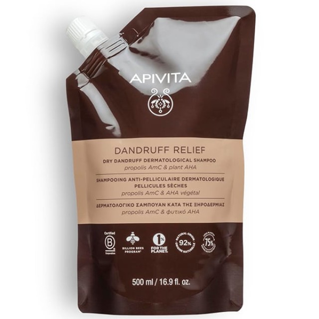 Apivita Dandruff Relief Σαμπουάν Κατά της Ξηροδερμίας Refill, 500ml