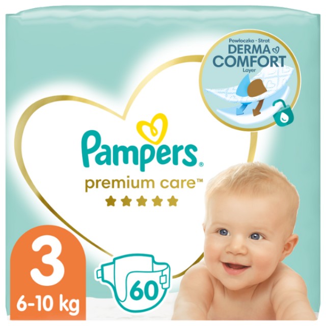 Pampers Premium Care Πάνες Μέγεθος 3 6-10 Kg 60 Πάνες