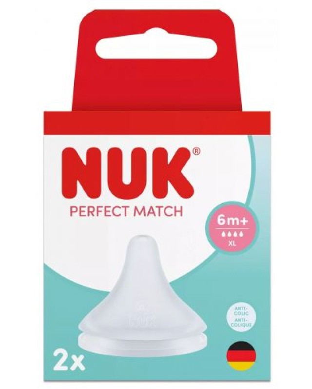 NUK Perfect Match Θηλή Μαλακής Σιλικόνης 6m+ XL, 2τμχ