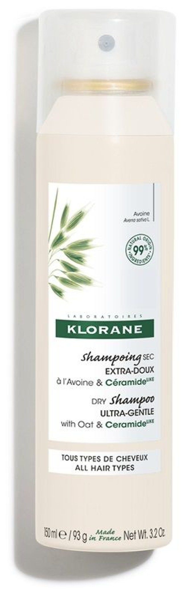 Klorane Dry Shampoo with Oat Milk Ultra-Gentle Ξηρό Σαμπουάν με Γαλάκτωμα Βρώμης για Κάθε Τύπο Μαλλιών, 150ml