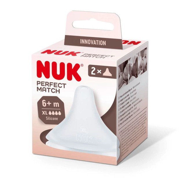NUK Perfect Match Θηλή Μαλακής Σιλικόνης 6m+ XL, 2τμχ