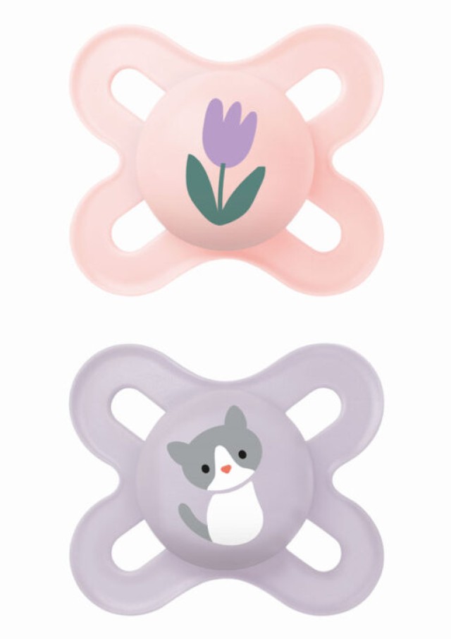 MAM Πιπίλα Σιλικόνης Original Start 0-2m Χρώμα Ροζ-Λιλά, 2τμχ