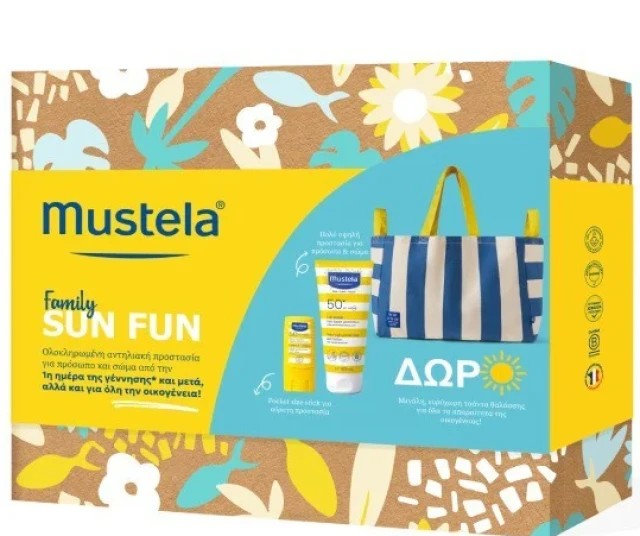 Mustela Family Sun Fun Very High Protection Sun Lotion SPF50+ 100ml & Family High Protection Sun Stick & ΔΩΡΟ Τσάντα