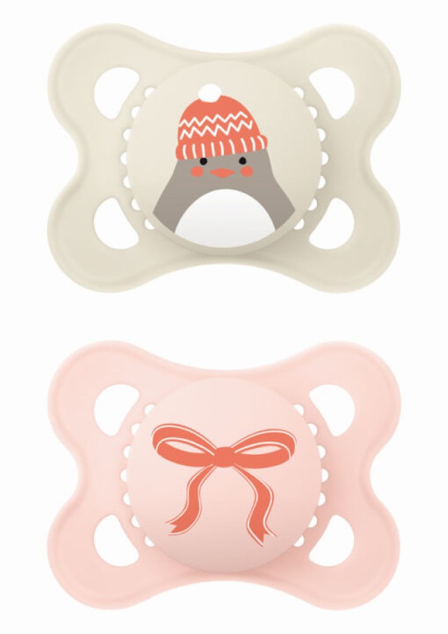 MAM Πιπίλα Original Σιλικόνης Winter Limited Edition 2-6m Χρώμα Κρεμ-Ροζ, 2τμχ