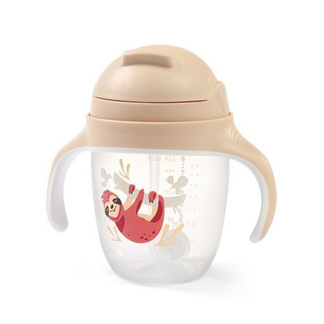 Babyono Sippy Cup With Straw Sloth Χρώμα Μπεζ 240ml