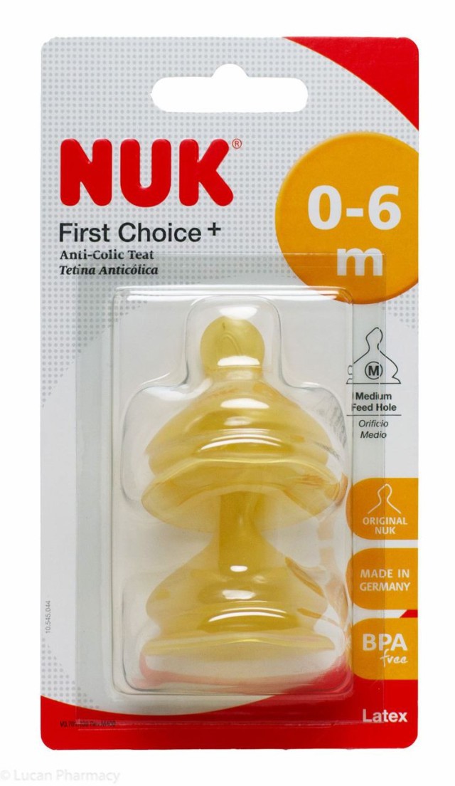 NUK First Choice+ Θηλή Καουτσούκ 0-6m Μεσαίας Οπής, 2τμχ