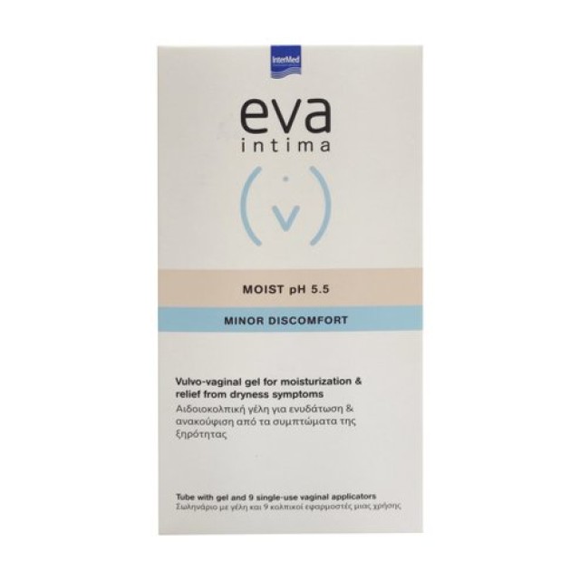 Intermed Eva Intima Moist pH 5.5 Σωληνάριο με γέλη και 9 κολπικοί εφαρμοστές μιας χρήσης