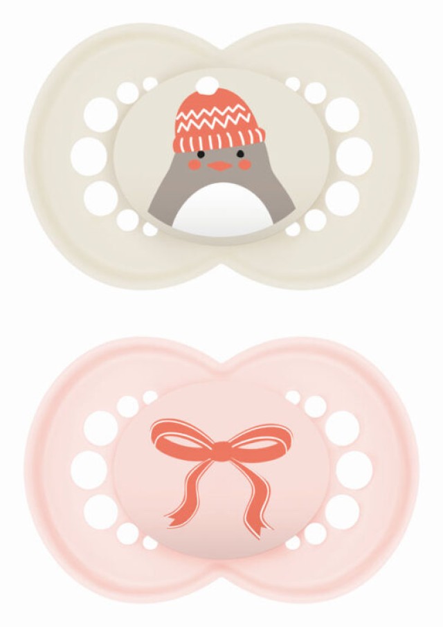 MAM Πιπίλα Original Σιλικόνης Winter Limited Edition 6-16m Χρώμα Κρεμ-Ροζ, 2τμχ