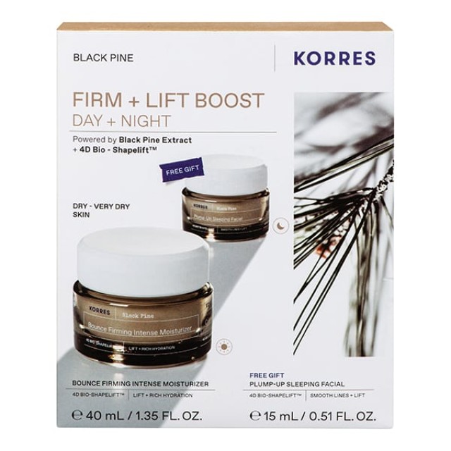 Korres Promo Black Pine Day Cream Dry Skin 40ml & Night Cream 15ml