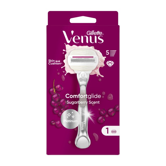 Gillette Venus Comfortglide Sugarberry Scent Γυναικεία Ξυριστική Μηχανή & 1 Ανταλλακτική Κεφαλή