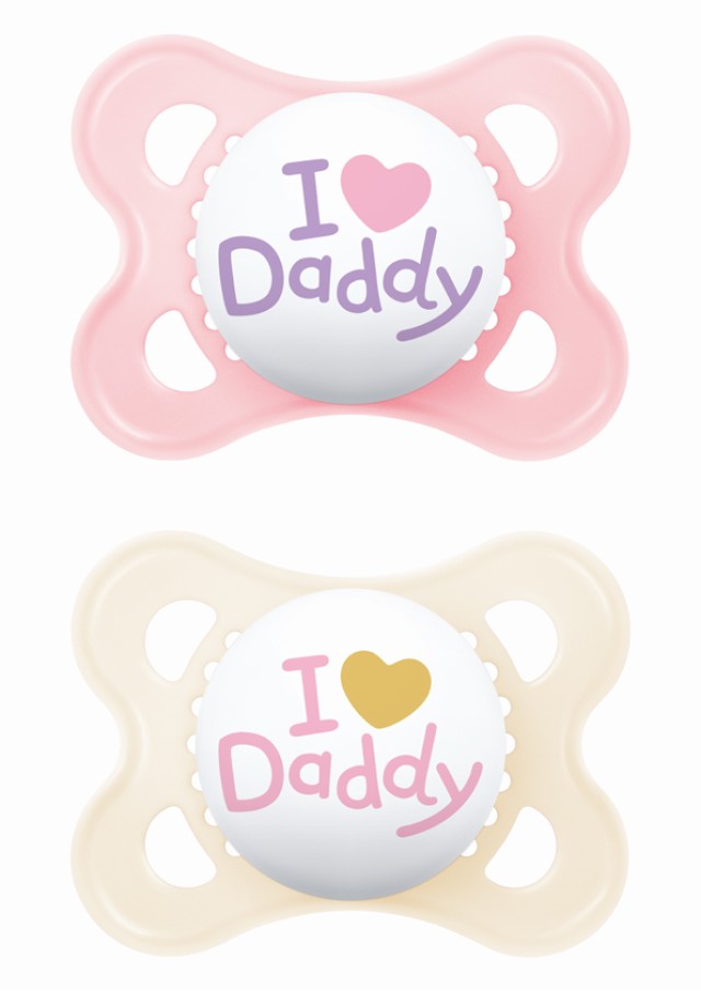 MAM Πιπίλα I Love Mummy & Daddy Σιλικόνης 2-6m Χρώμα Ροζ-Κρεμ, 2τμχ