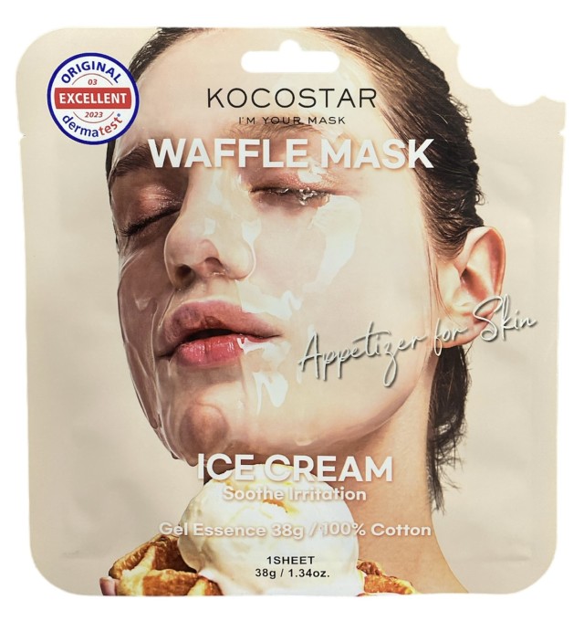 Kocostar Waffle Mask Ice Cream Εμποτισμένη Καταπραϋντική Μάσκα Προσώπου για Ευαίσθητες Επιδερμίδες 38gr
