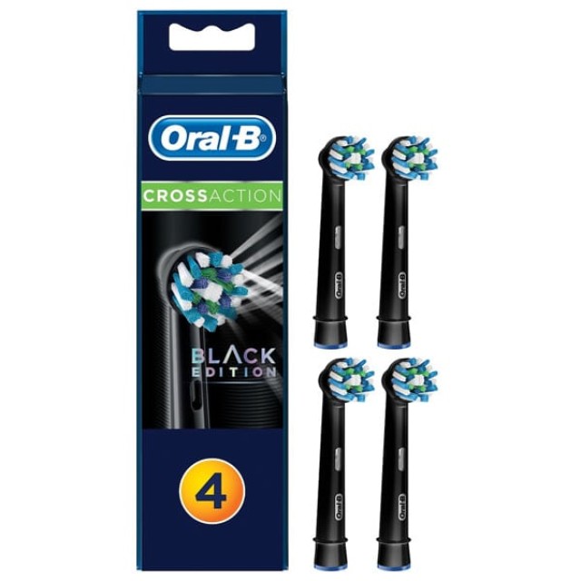 Oral-B Cross Action Black Edition Ανταλλακτικές Κεφαλές για Ηλεκτρική Οδοντόβουρτσα 4τμχ