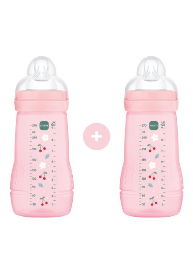 MAM Σετ 2 Μπιμπερό Easy Active™ Baby Bottle 2m+ 270ml Χρώμα Ροζ, 2τμχ