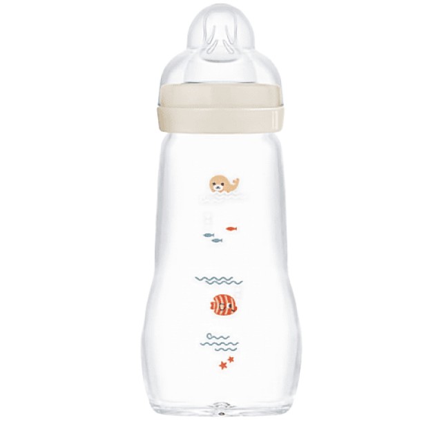 MAM Μπιμπερό Γυάλινο Feel Good 2m+ 260ml Χρώμα Μπεζ 1τμχ