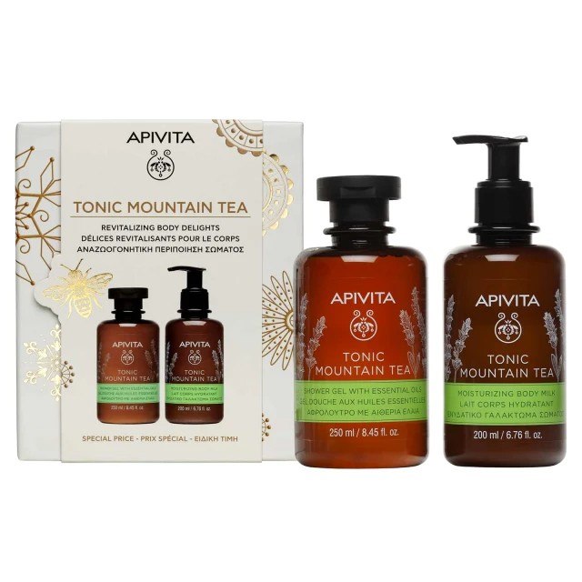 Apivita Promo Tonic Mountain Tea Αφρόλουτρο με αιθέρια έλαια 250ml & Tonic Mountain Tea Ενυδατικό Γαλάκτωμα Σώματος 200ml
