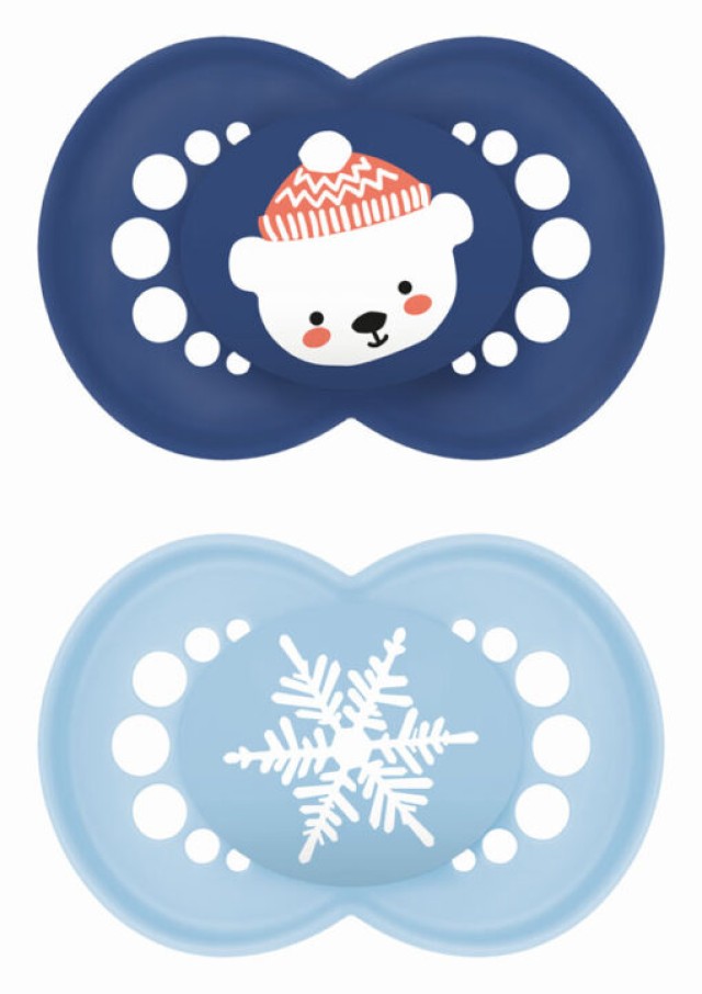 MAM Πιπίλα Original Σιλικόνης Winter Limited Edition 6-16m Χρώμα Μπλε-Γαλάζιο, 2τμχ