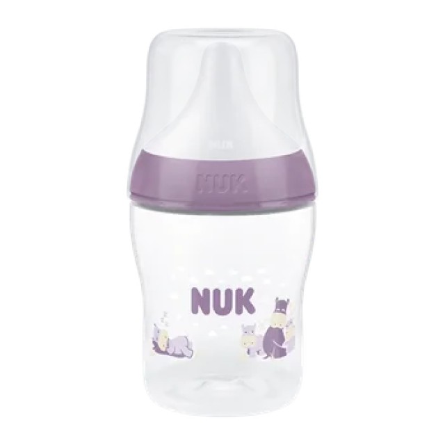 NUK Perfect Match Μπιμπερό Πλαστικό 0m+ με Δείκτη Ελέγχου Θερμοκρασίας με θηλή σιλικόνης Mικρής Οπής 150ml Χρώμα Μωβ, 1τμχ