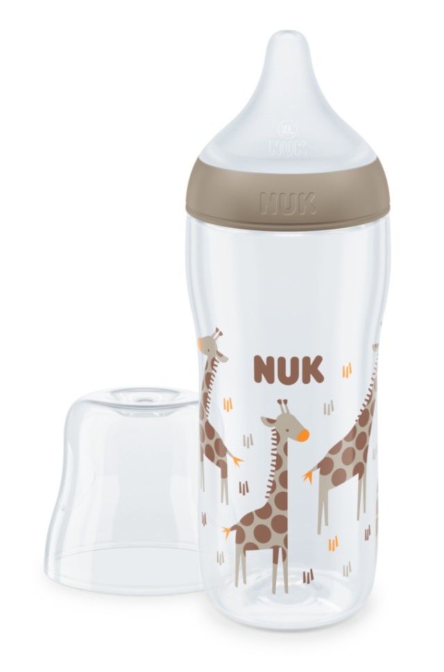 NUK Perfect Match Μπιμπερό Πλαστικό 6m+ με Δείκτη Ελέγχου Θερμοκρασίας με θηλή σιλικόνης Mεγάλης Οπής XL 360ml Χρώμα Καφέ, 1τμχ