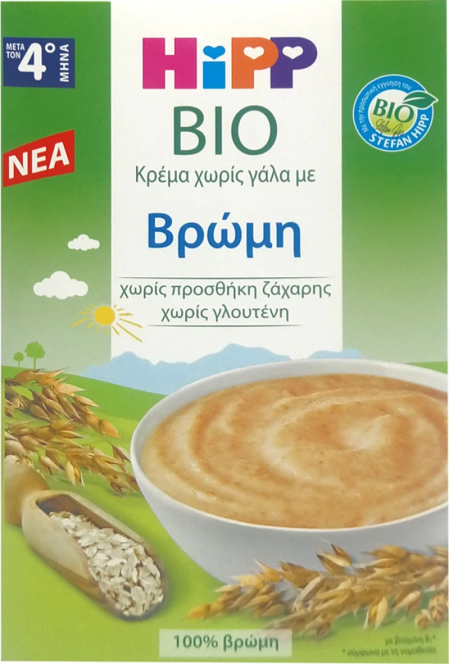Hipp Bio Κρέμα χωρίς γάλα με βρώμη από τον 5ο Μήνα 200gr