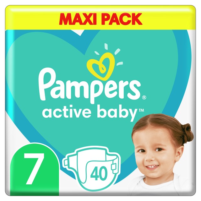 Pampers Active Baby Maxi Pack No.7 (15+kg) 40 Πάνες