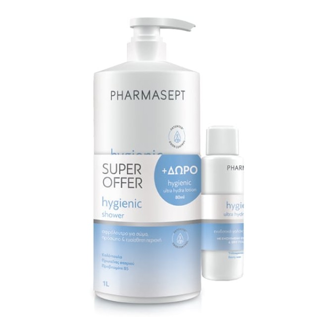 Pharmasept Super Offer Hygienic Shower Cream 1Lt + ΔΩΡΟ Hygienic Ultra Hydra Lotion 80ml