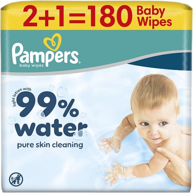 Pampers 99% Water 2+1 ΔΩΡΟ 180 Μωρομάντηλα