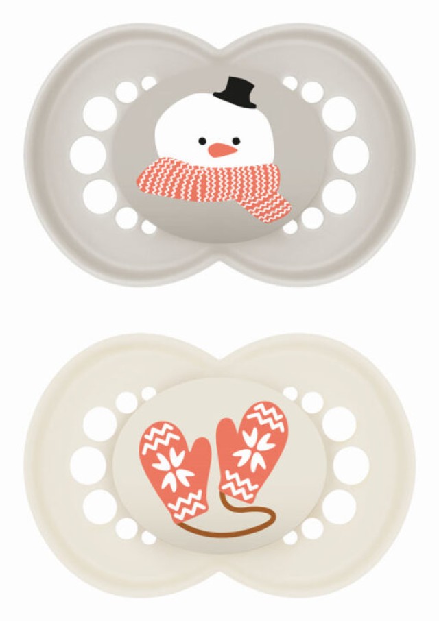 MAM Πιπίλα Original Σιλικόνης Winter Limited Edition 6-16m Χρώμα Γκρι-Κρεμ, 2τμχ