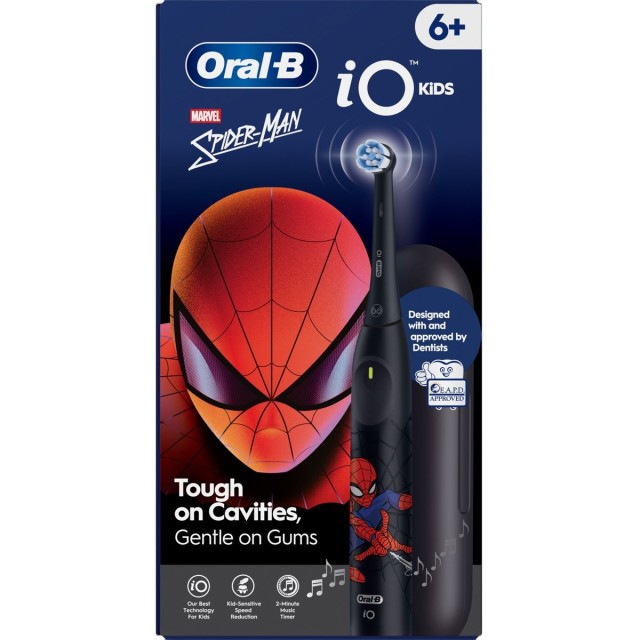 Oral-B iO Kids Marvel Spider-Man Επαναφορτιζόμενη Ηλεκτρική Οδοντόβουρτσα 6ετών+, Χρώμα Μαύρο