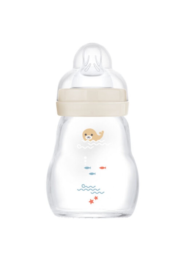 MAM Μπιμπερό Γυάλινο Feel Good 0m+ 170ml Χρώμα Μπεζ, 1τμχ