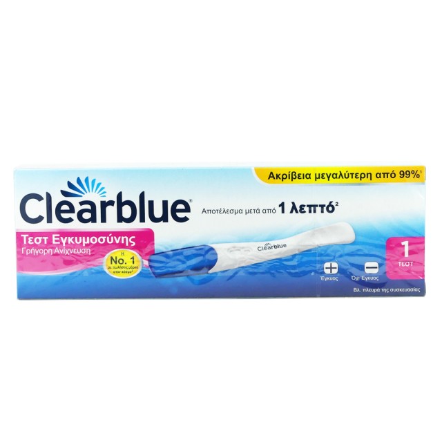 Clearblue Τεστ Εγκυμοσύνης Γρήγορη Ανίχνευση Μετά από 1 Λεπτό 1τμχ